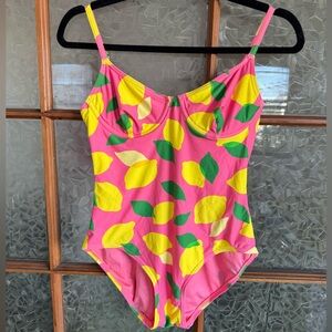 Kate Spade Pink Lemon Print Swimsuit